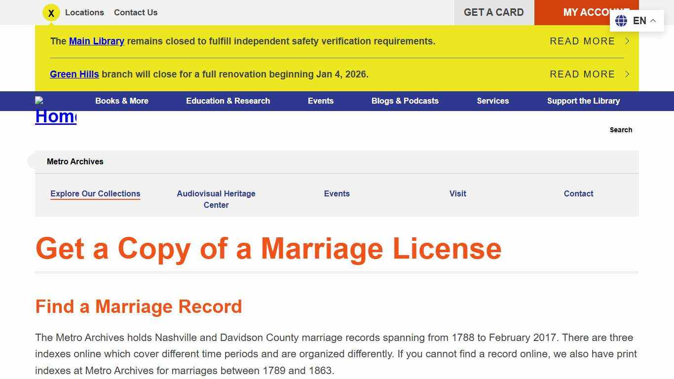 Get a Copy of a Marriage License Nashville Public Library